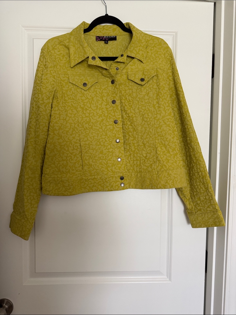 Peck & Peck Citron Yellow Quilted Denim Jacket